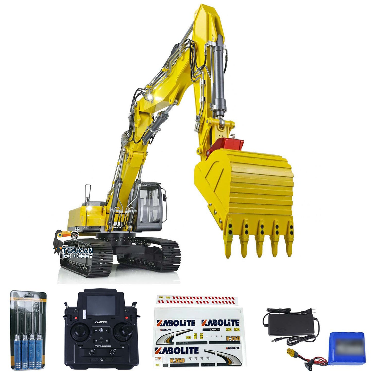 KABOLITE K350 200 Metal 1/14 3 Arms RC Hydraulic Excavator RTR Cars 6CH Valve Paladin 18EV Lite Battery ESC Motor Heavy Machine