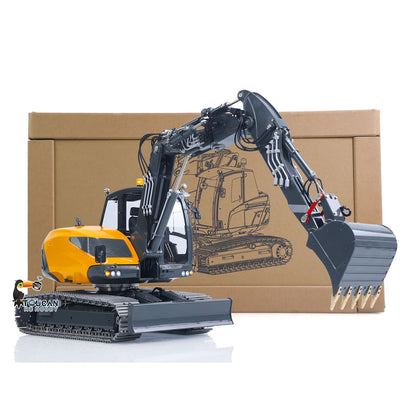 Metal LESU 1/14 RC Hydraulic Excavator MC15 CNC Shell 4 Arms Remote Control Digger 9CH Valves Dual Pumps Quick Released Coupler