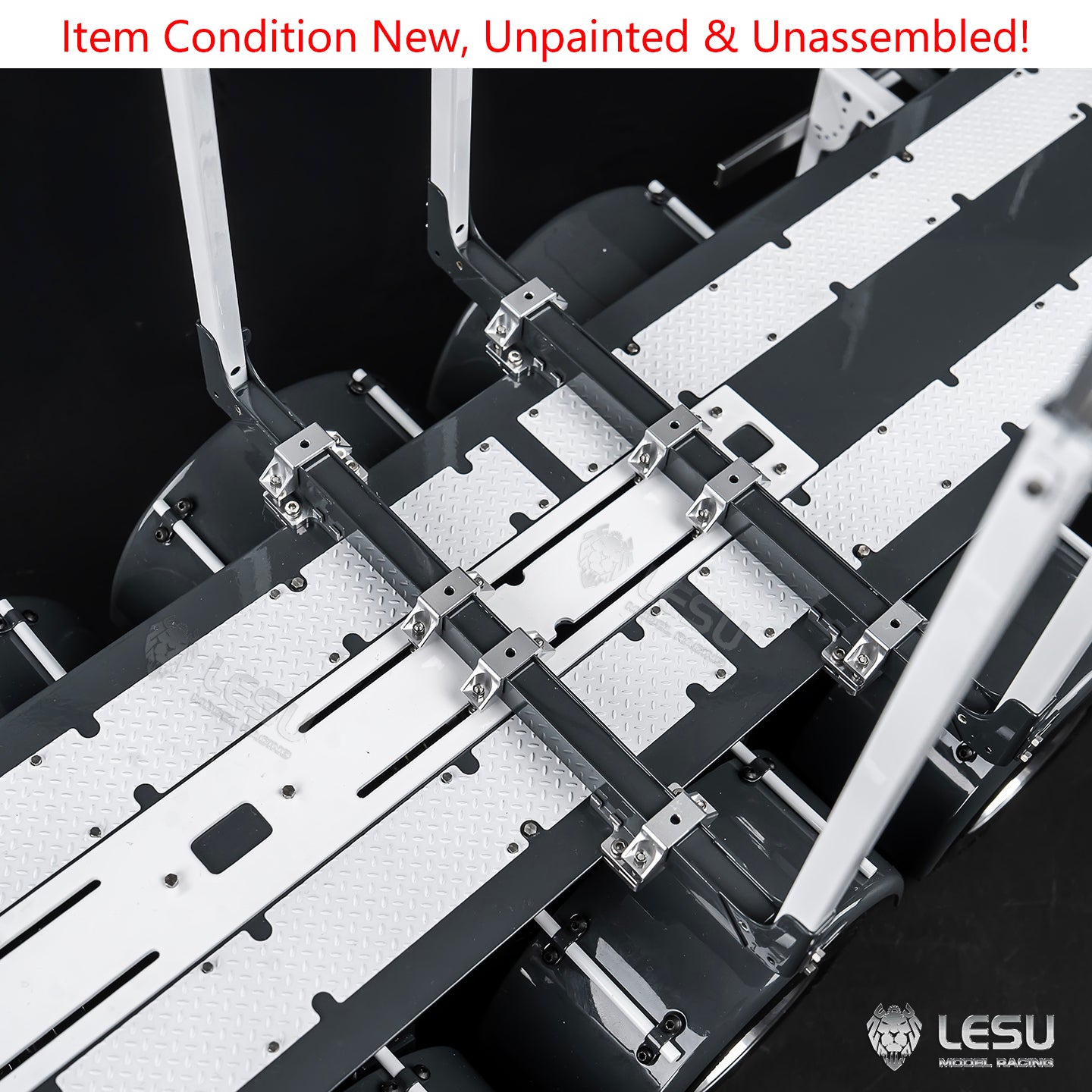 LESU 1/14 Metal RC Log Semi Trailer KIT Wood Transport Vehicle Light Electric Drum Brake Lifting Leg for TAMIYA Tractor Dumper