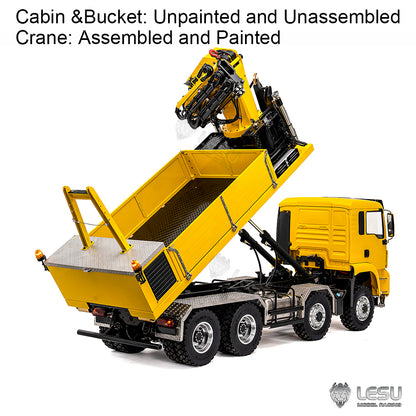 LESU 1/14 RC Hydraulic Roll on off Dumper Truck Crane Unassembled Plastic TGS Cabin Metal 8x8 Chassis Electric Tipper Axles Lock