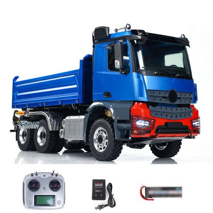 LESU K3363 Cabin 1/14 Metal 6x6 RC Hydraulic Dump Truck Model FlySky I6S Radio Controller 3 Speed Transmission Differential Lock for Club Events