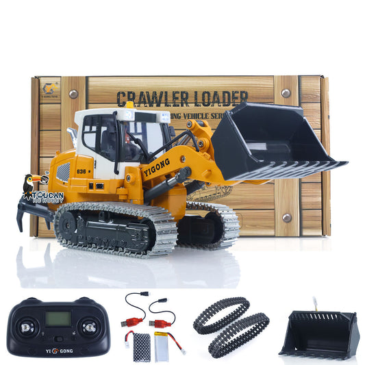 UK Stock 1:50 RC Electric Lifting Tracked Loader LR636 2.4G Construction Vehicle Metal Bucket Tracks Ripper RTR Model Light Sound Battery
