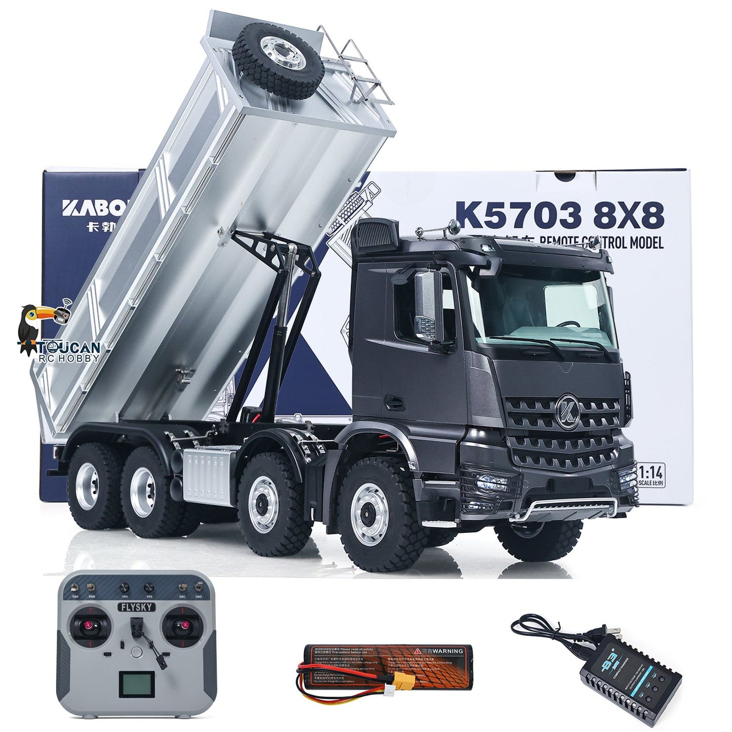 Fast Free Shipping for EU Kabolite 8X8 1/14 RC Dump Truck K5703 Electric Lifting Remote Control Tipper RTR  Model 2Speed Gearbox Lights Sound System