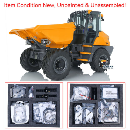 LESU AOUE 6MDX 1/14 Metal 4X4 Hydraulic Articulated RC Dumper Truck Differential Lock Axles Brushless ESC Sound Light System