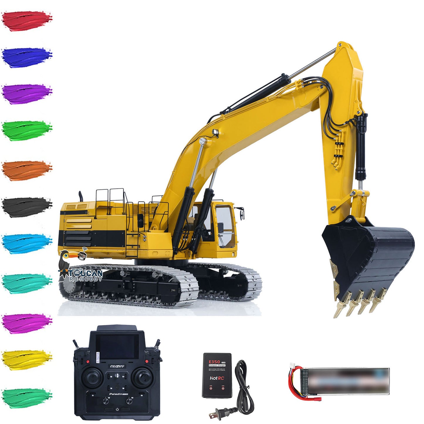 In Stock LESU 1/14 Metal Hydraulic RC Excavator C374F Remote Control Heavy Construction Digger Model Paladin PL18EV LITE 6CH Valve Sound Light Battery LCD Screen Motor