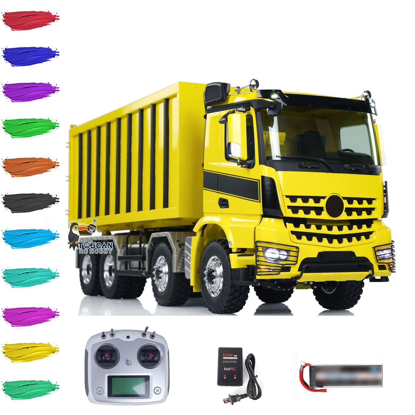 LESU K3363 Cabin 1/14 Metal 8x8 RC Hydraulic Dump Truck with 2 Speed Transmission FlySky I6S Radio System for Remote Control Construction Enthusiast