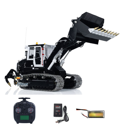 LESU 1:14 RC Hydraulic Tracked Loader AOUE 973K Car Openable Bucket Rear Plow Metal Tracks Sprockets Powerful Good Performance
