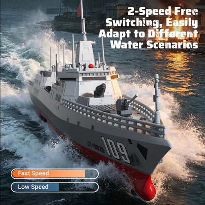 TOUCAN RC HOBBY JJRC S28 RC Warship Boat with Water Spray 2 Speeds Dual Motor Remote Control Ship Model for Pool Lake Water Play