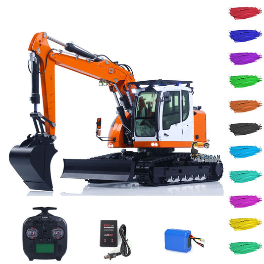 CUT Model Metal 1/14 Remote Control Hydraulic Excavator LR914 RC Tracked Digger 5CH Valve RTR Engineering Vehicle Lights Sounds