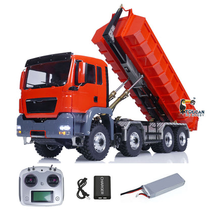 LESU 1/14 8x8 Metal Hydraulic RC Roll On Off Dump Truck 2 Speed Transmission FlySky I6S Radio Controller Sound Light System