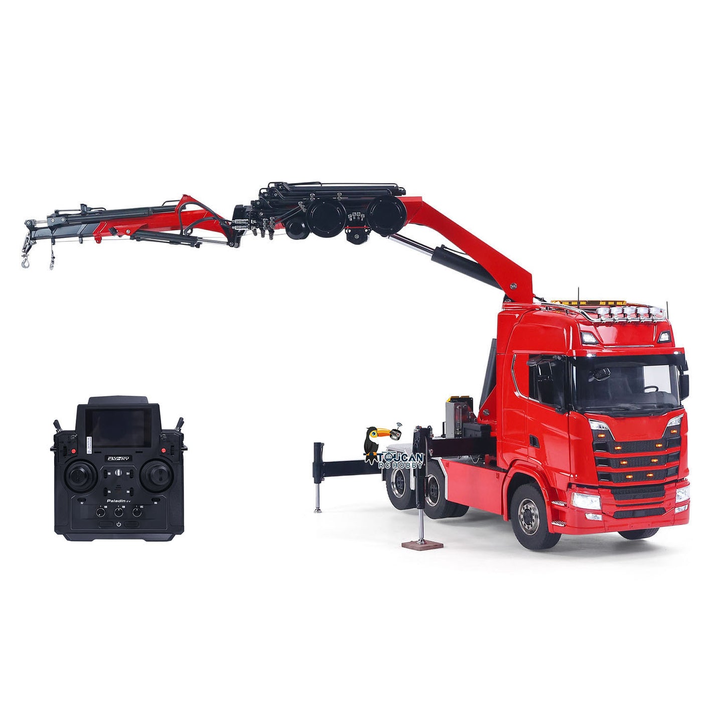 1/14 RC Truck Remote Control Tractor Truck 7-way Valves Hydraulic Crane 6x6 RC Lorry Car 3Speed Gearbox Axle Locks Light Sound System