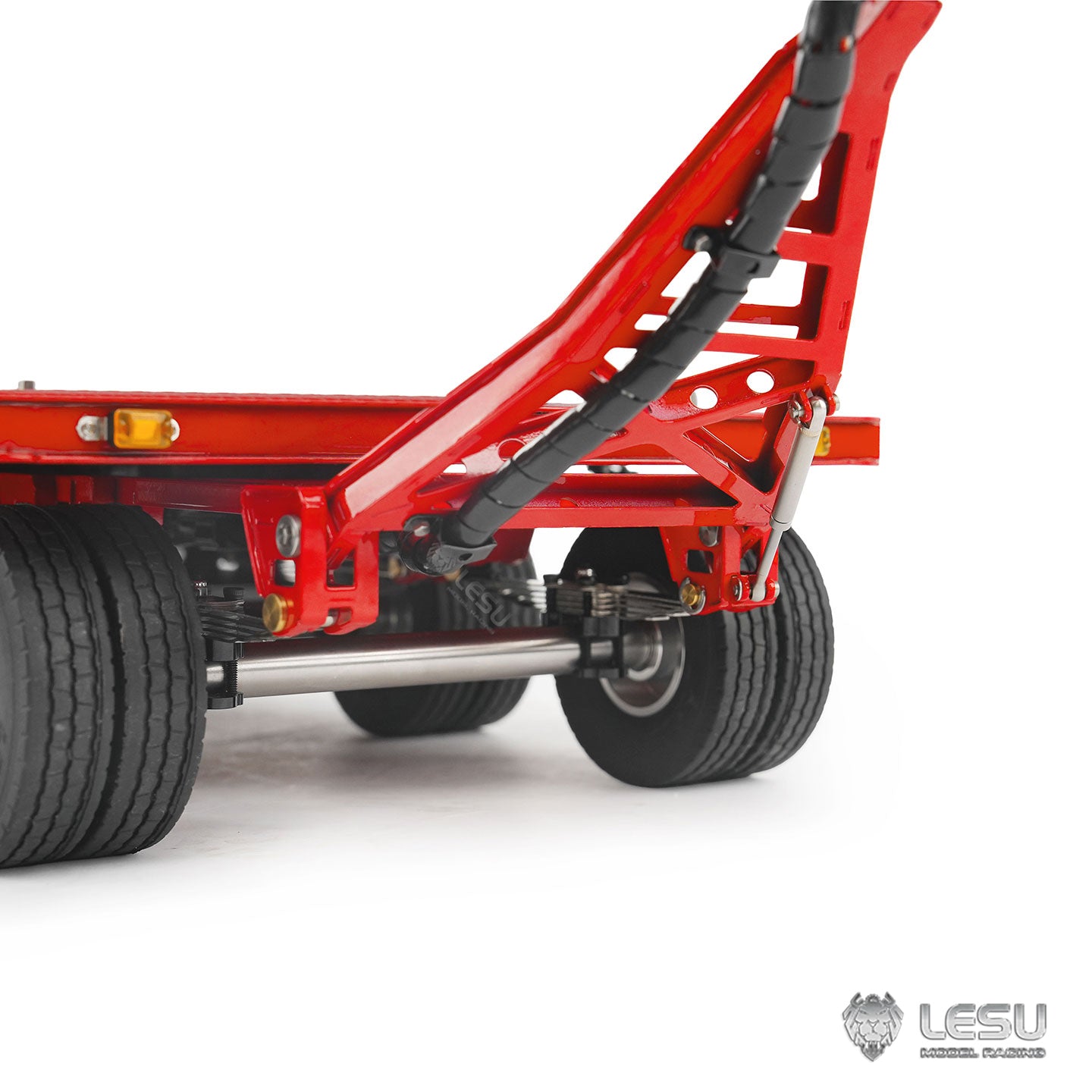 LESU 1/14 Metal Hydraulic Lifting Tailboard Trailer Rear Support Legs 2CH Valve Pump for RC Tractor Truck DIY Lorry Excavator