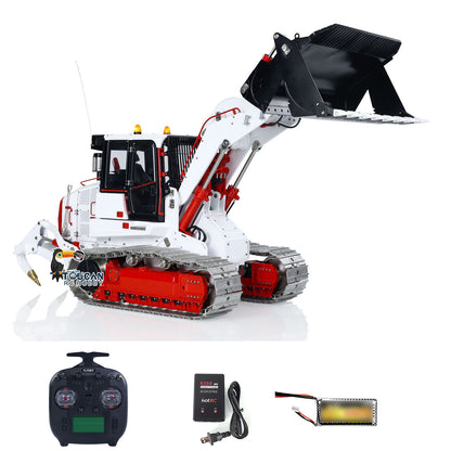 LESU 973K 1/14 Metal RC Tracked Loader Dual Hydraulic Cylinders Openable Bucket Rear Plow High-Torque Drive Wheels Light & Sound System