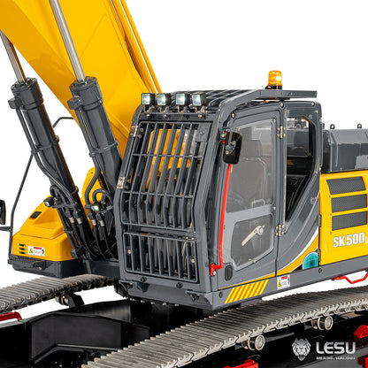 Metal LESU 1/14 Remote Control Hydraulic Tracked Excavator SK500 RC Digger 6CH Valve 3MAP Pump Brass Relief Valve Light System