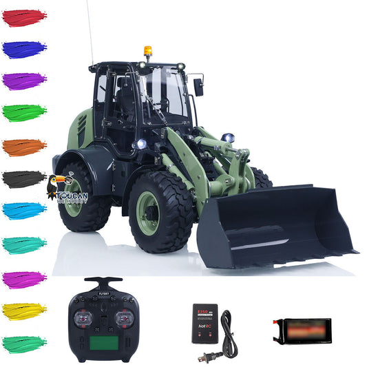 RTR LESU Metal 1/14 Remote Control Hydraulic Loader Aoue WA100M-8 4CH Valve RC Engineering Vehicle Quick Coupler Lights Sounds