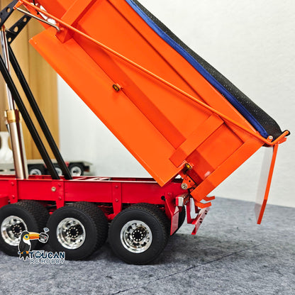 TOUCAN RC HOBBY HHG Model 1/14 RC Hydraulic Dump Trailer 3 Axle Metal U Shape Bed Remote Control Semi Trailers Model With Electric Support Legs Side Light