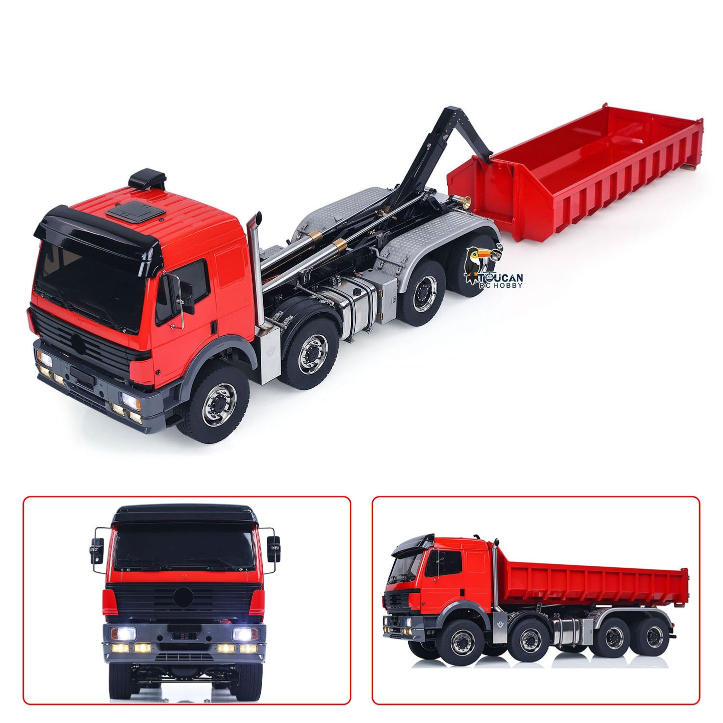1/14 Metal RC Dump Truck 1838 8X8 Roll On Off Dumper Hydraulic Tipper