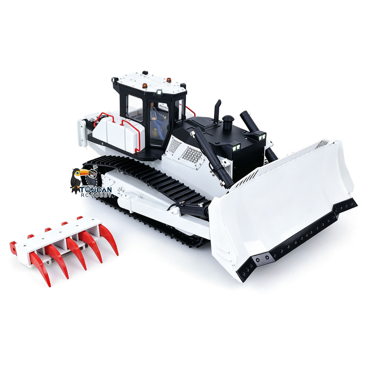 TOUCAN RC HOBBY D155AX 1/12 Metal RC Hydraulic Bulldozer RTR 7-Channel Valve Brushless Motor 5-Shank Rear Plow Light Sound for Model Enthusiast