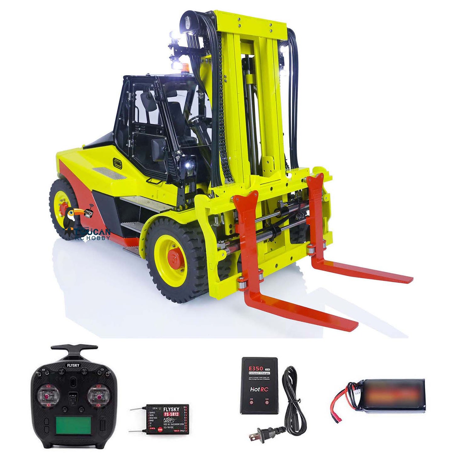 LESU AOUE LD160S 1/14 Metal Hydraulic RC Forklift FlySky ST8 Remote Controller and SR12 Receiver 6 Ways Reversing Valve Sound Light System