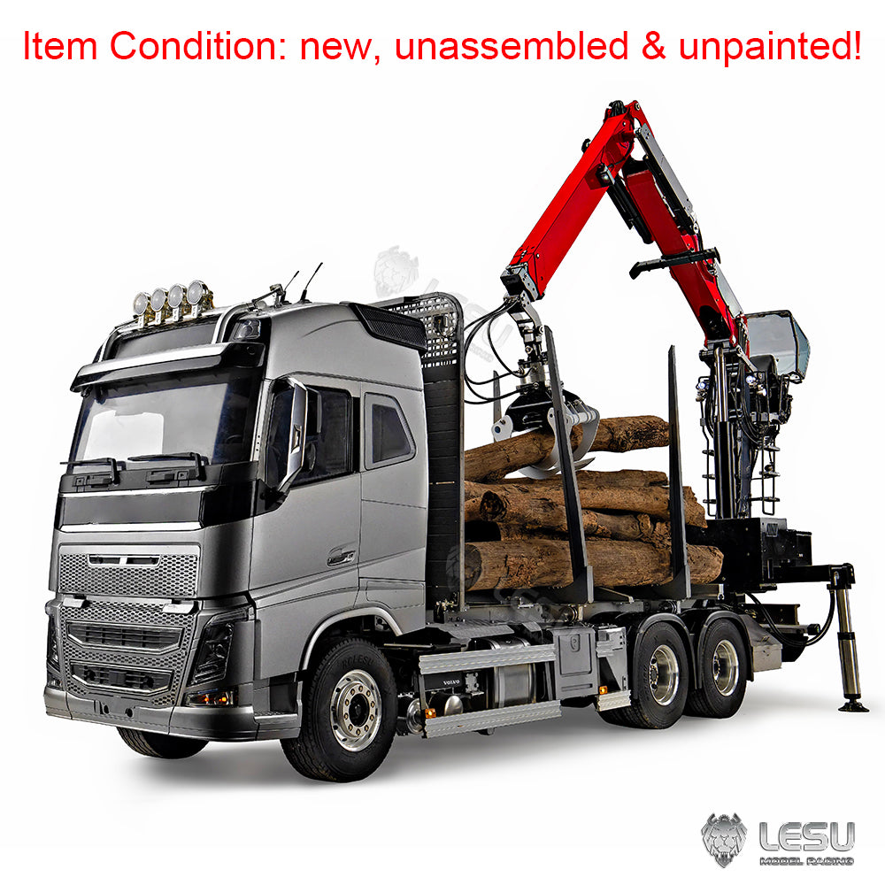 LESU 1/14 Metal RC Hydraulic Timber Crane Fly Jib 360 Degree Rotation 3-Stage Telescopic Arms for Remote Control Tractor Truck