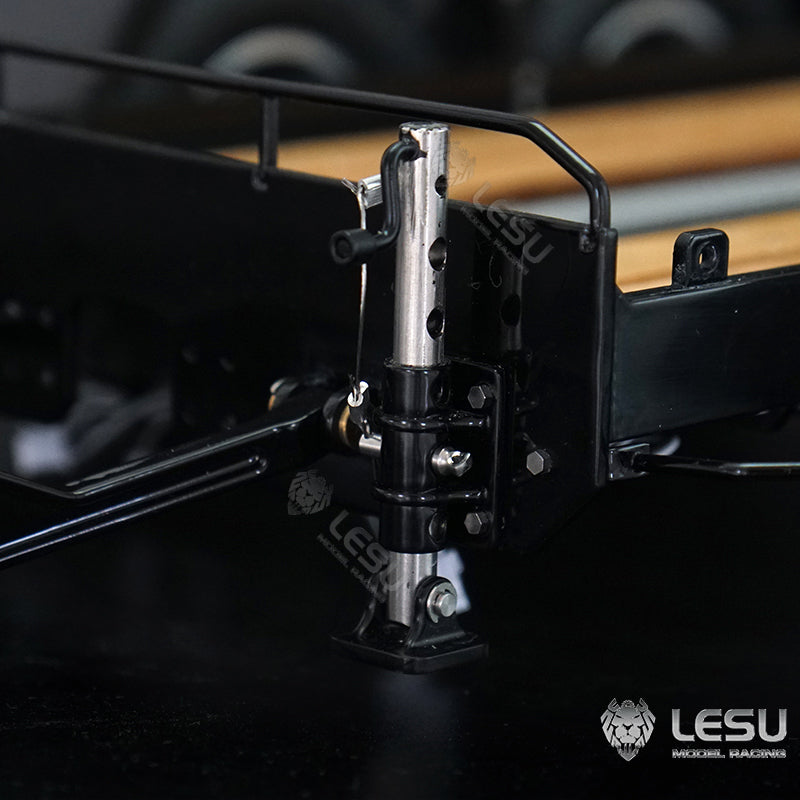 LESU A0041 1/14 Metal Trailer Hydraulic Lifting Tailboard with Landing Legs 3 Axles Chassis for RC Tractor Truck DIY Construction Model