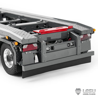 Finished 1/14 Metal RC Trailer A0065 Model Front Wheel Steerable for LESU Radio Controllrf Hydraulic Roll on off Dumper Tipper