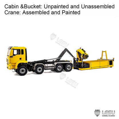 LESU 1/14 RC Hydraulic Roll on off Dumper Truck Crane Unassembled Plastic TGS Cabin Metal 8x8 Chassis Electric Tipper Axles Lock