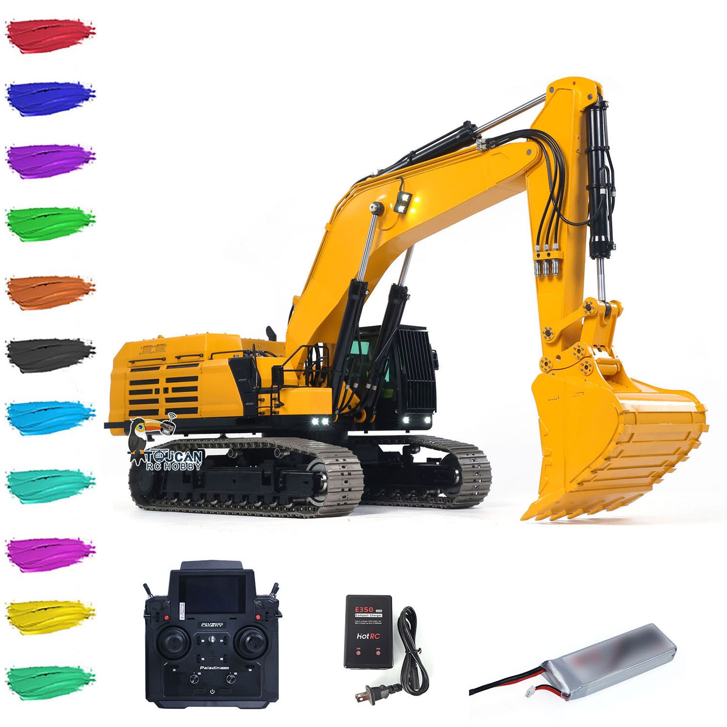US Stock 1/12 RC Hydraulic Heavy Excavator 395F Metal Remote Control Digger Finished Model 1.0L Dual Pump Paladin PL18EV LITE Radio