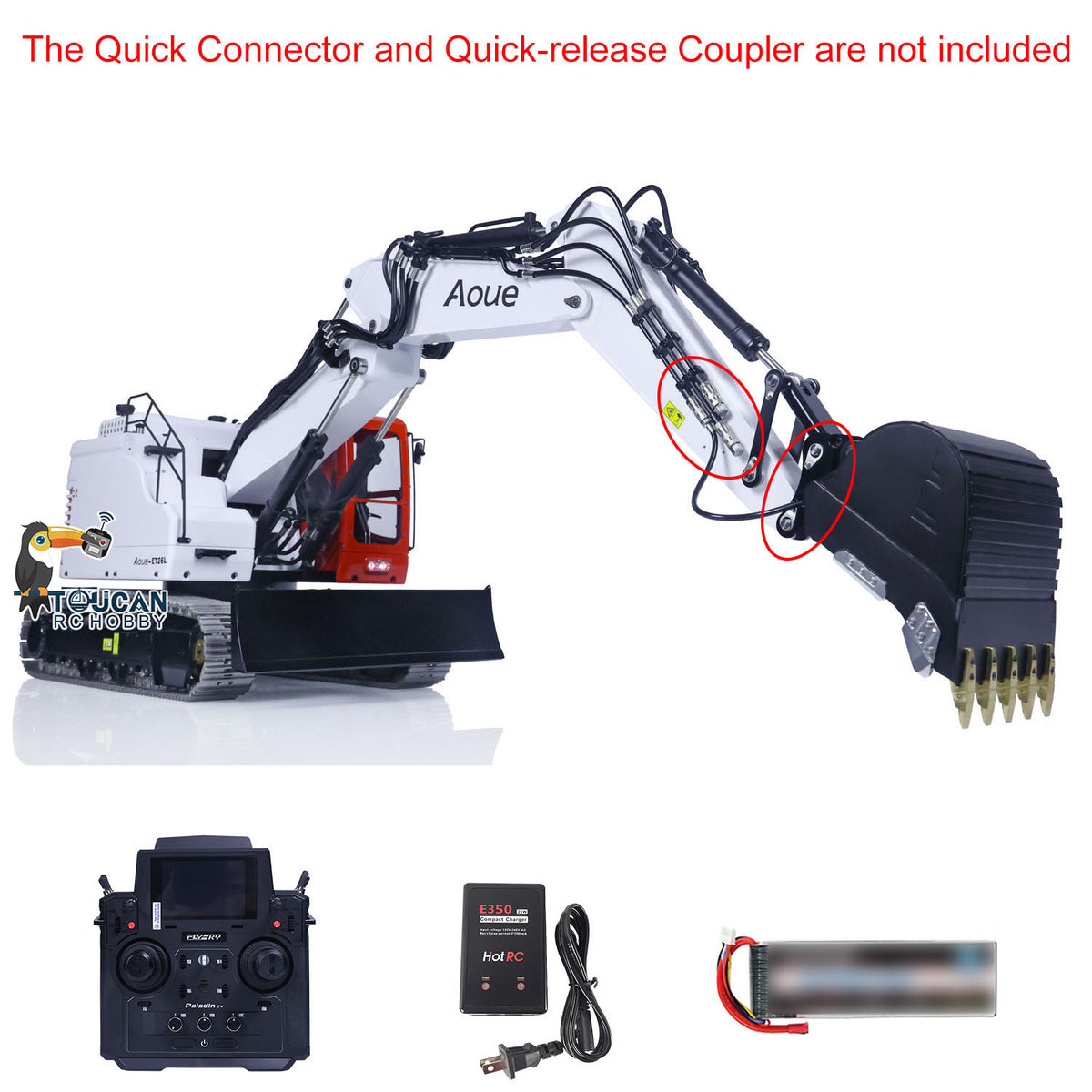 TOUCAN RC HOBBY LESU AOUE ET26L 1/14 Metal RC Hydraulic Excavator B0012 RTR Short Tail 3-Arm Tracked Digger Construction Model Light FlySky PL18EV Controller for Hobby Collectors
