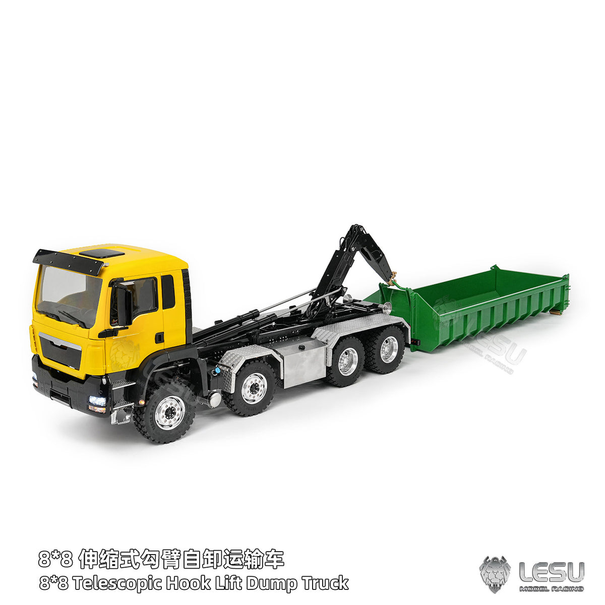 TOUCAN RC HOBBY LIMITED-TIME SALE LESU Z0090 1/14 8x8 Metal Hydraulic RC Roll On Off Truck Telescopic Hooklift Dumper with TGS Cabin 5CH Valve 3 Speed Transmission Sound Light