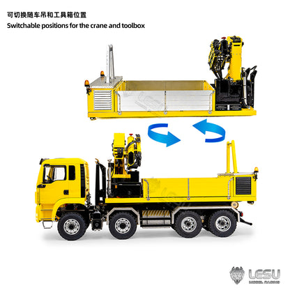 LESU 1/14 Metal Hydraulic 8x8 RC Roll On Off Dumper with Crane 2 Speed Transmission 9 Ways Brass Valves Sound Light System