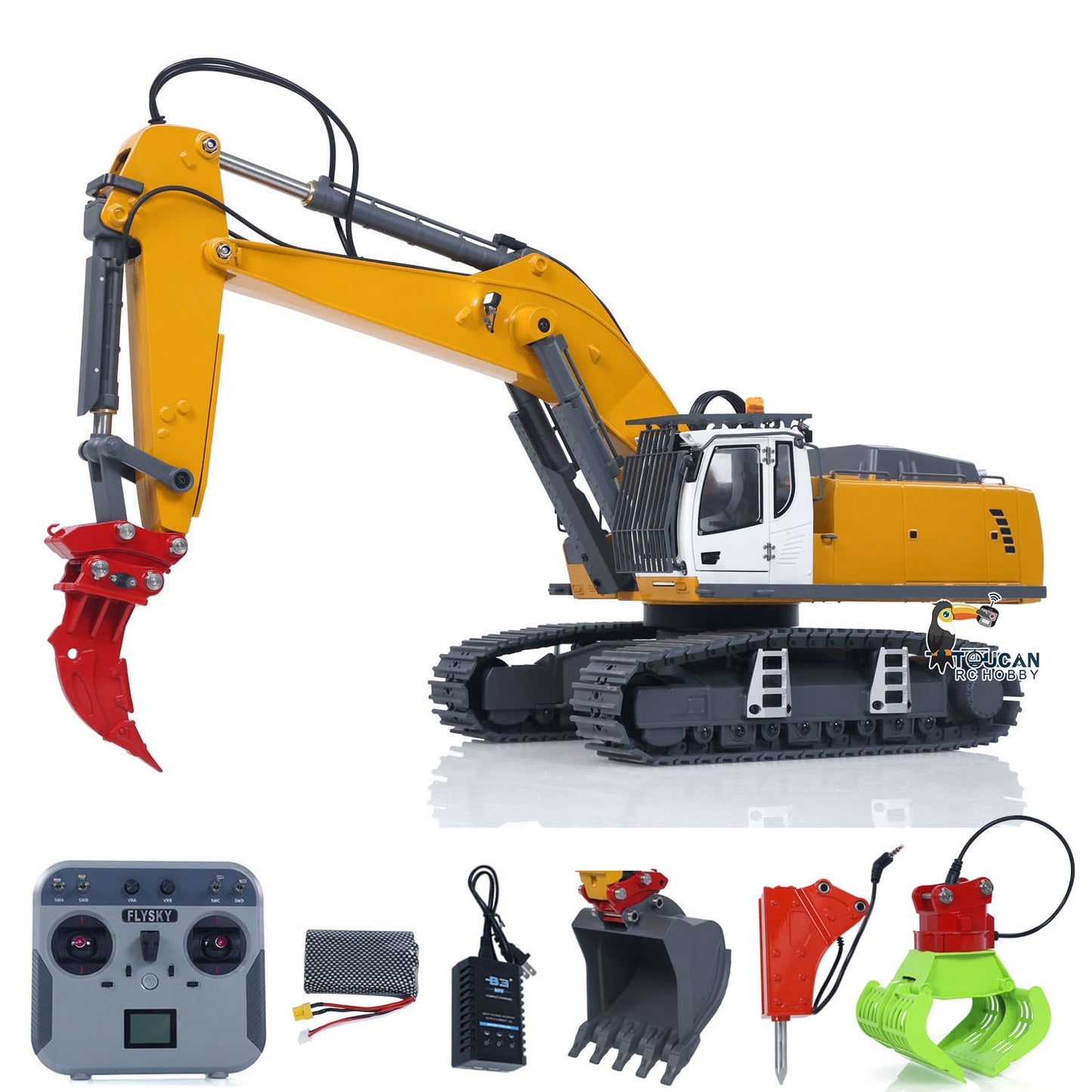 US Stock 1/18 Kabolite 5901 100S Electric Lifting RC Excavator Flysky Remote Control Digger Engineering Vehicle Electric Ripper Hammer