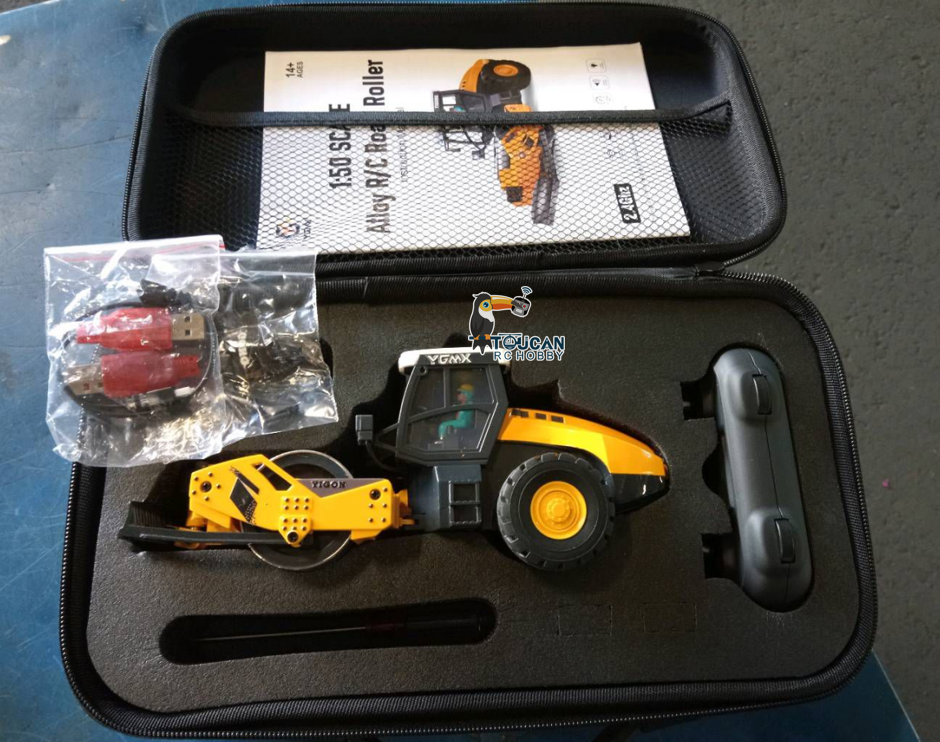 Free Shipping Second Hand US Stock 1/50 Mini Remote Control Road Roller RTR Electric RC Construction Vehicle Finished Model Metal Blade Lights Sounds Effect