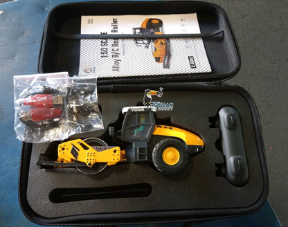 Free Shipping Second Hand US Stock 1/50 Mini Remote Control Road Roller RTR Electric RC Construction Vehicle Finished Model Metal Blade Lights Sounds Effect