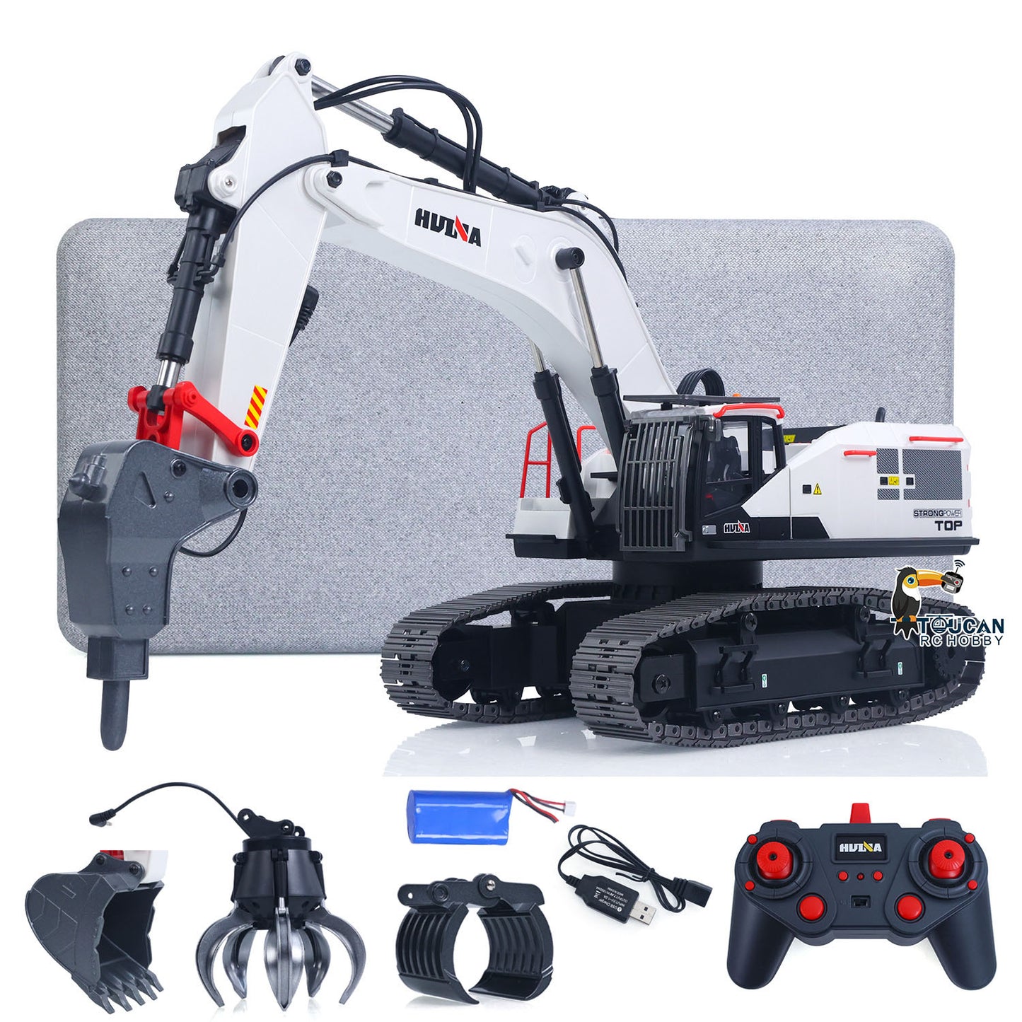 US Stock 1/14 HUINA RC Metal Remote Controlled Excavator 1594 594 2.4G Radio Light Battery USB 22CH Sound Gift Boys Girls