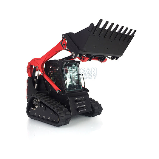 LESU 1/14 RC Metal Hydraulic Aoue-LT5 Tracked Skid-Steer Loader Model Dozer Blade Shovel Hay Clamp Bucket Rake Sweeper Track
