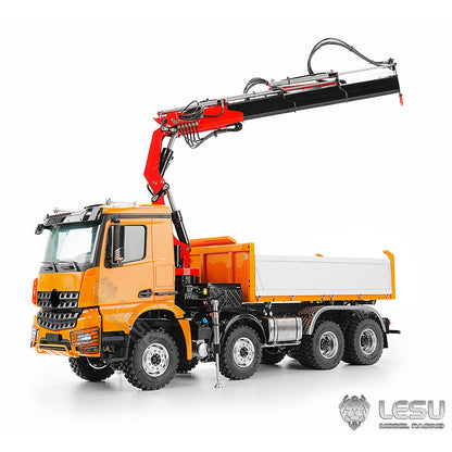 LESU 3348 1/14 Metal Hydraulic 3 Ways RC Dump Truck with Crane 2 Speed Transmission 7CH Valve Sound Light for Construction Vehicle Enthusiast