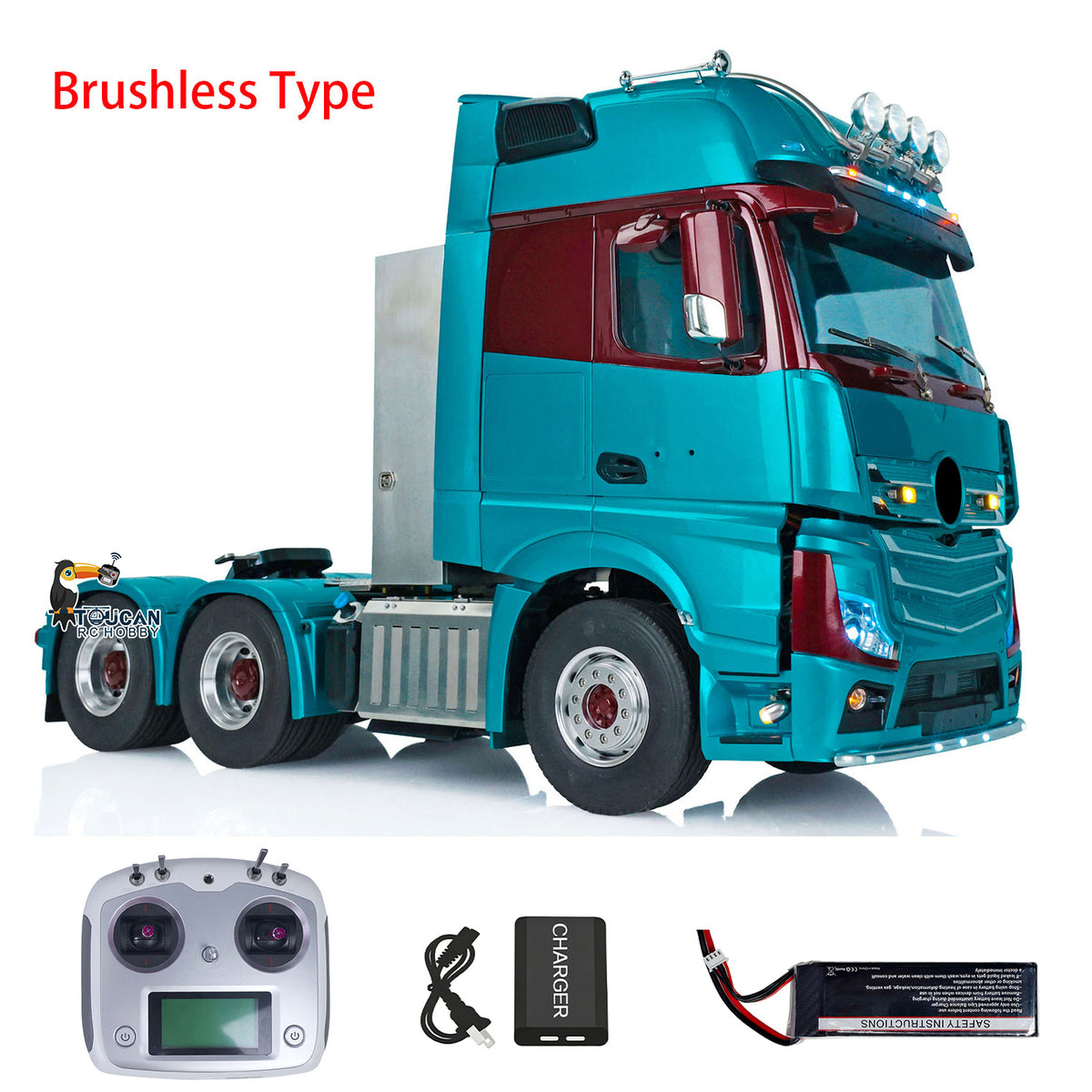 TOUCAN RC HOBBY  1/14 RC Tractor Truck RTR/PNP Remote Control Lorry Vehicle 3363 1851 6x6 Metal Chassis 140401A High Roof Cab Shell 3Speed Gearbox Light Sound Electric Wiper