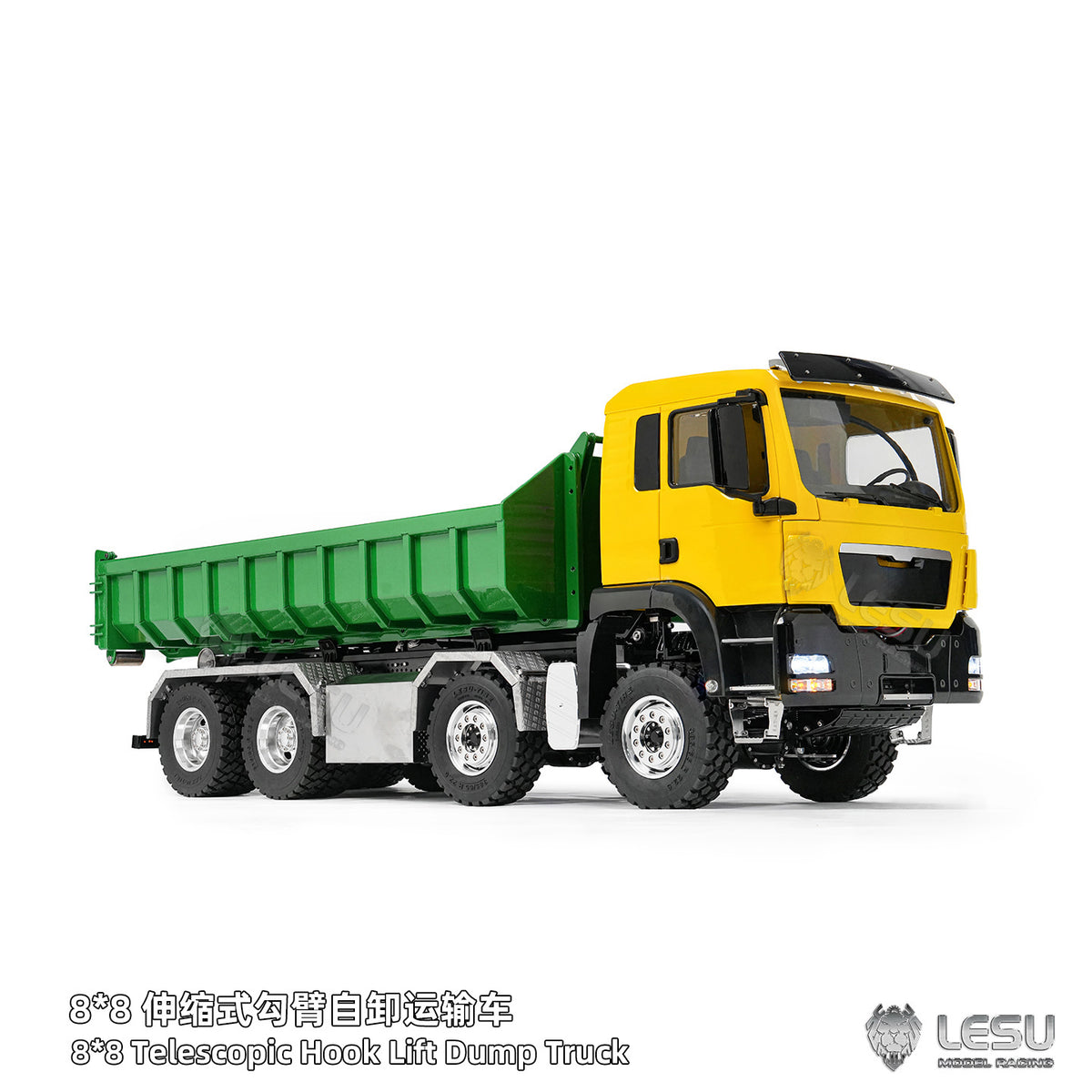TOUCAN RC HOBBY LIMITED-TIME SALE LESU Z0090 1/14 8x8 Metal Hydraulic RC Roll On Off Truck Telescopic Hooklift Dumper with TGS Cabin 5CH Valve 3 Speed Transmission Sound Light