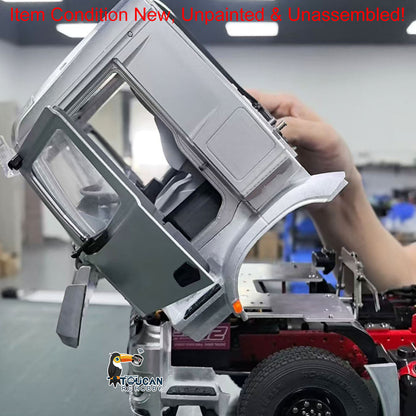 1/14 Unpainted BZ Metal Cabin Kits for RC Tractor Truck Remote Control Dumper Tipper Openable Door No Light System DIY Model