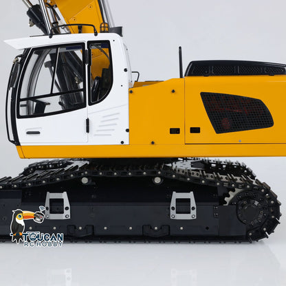 MTM 946-3 Metal 1/14 Excavator Full Hydraulic Construction Machine with 6CH Reversing Valve and Digital Pressure Gauge featuring Grab Bucket Ripper and Manual Quick Coupler Red White