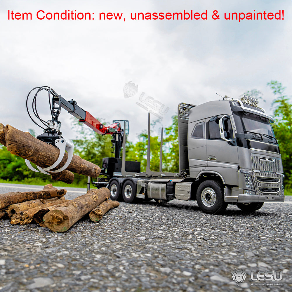 LESU 1/14 Metal RC Hydraulic Timber Crane Fly Jib 360 Degree Rotation 3-Stage Telescopic Arms for Remote Control Tractor Truck