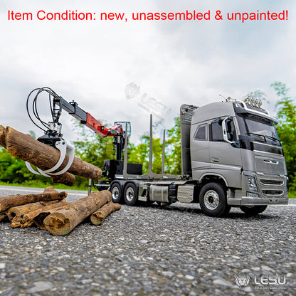LESU 1/14 Metal RC Hydraulic Timber Crane Fly Jib 360 Degree Rotation 3-Stage Telescopic Arms for Remote Control Tractor Truck