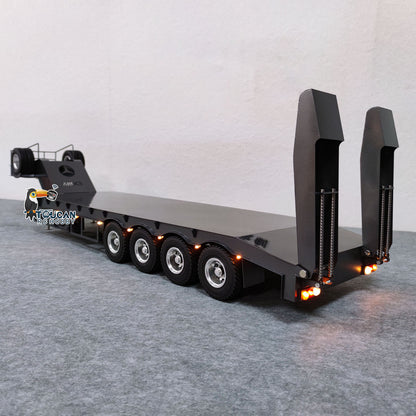 Metal 4 Axles Trailer for 1/14 JDM 189 RC Tractor Remote Controlled Semi-Trailer Truck with Electric Tail-board Painted Assembled