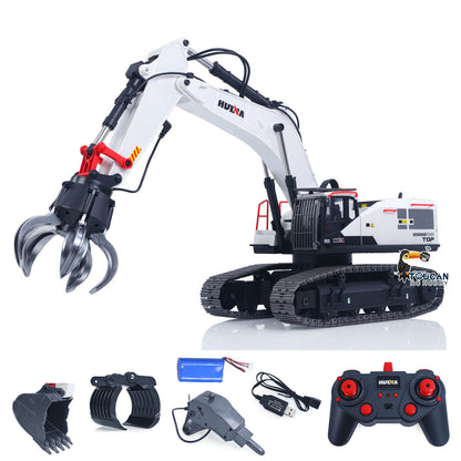 In Stock 1/14 HUINA RC Metal Excavator Ready to Run Toys 1594 Radio Lights Sound Battery 28CH Sound W/ Bucket Drill Round Wood Garb Gifts