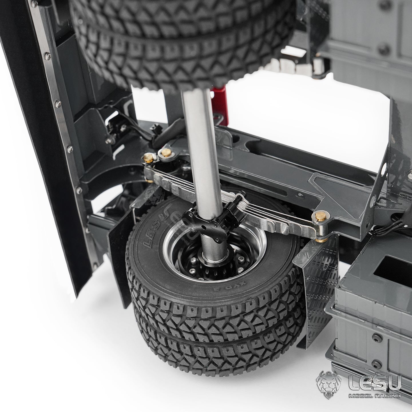 Finished 1/14 Metal RC Trailer A0065 Model Front Wheel Steerable for LESU Radio Controllrf Hydraulic Roll on off Dumper Tipper