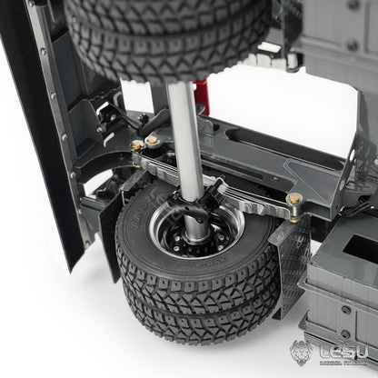 Finished 1/14 Metal RC Trailer A0065 Model Front Wheel Steerable for LESU Radio Controllrf Hydraulic Roll on off Dumper Tipper