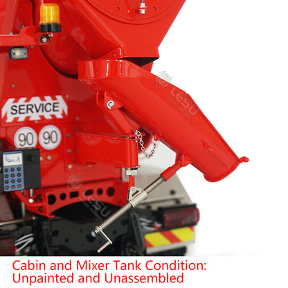LESU 6x6 Metal 1/14 RC Mixer Truck for Remote Controlled Unpainted Agitating Lorry Concrete Car Model Motor Servo Sound Lights