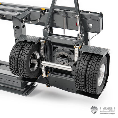 Finished 1/14 Metal RC Trailer A0065 Model Front Wheel Steerable for LESU Radio Controllrf Hydraulic Roll on off Dumper Tipper