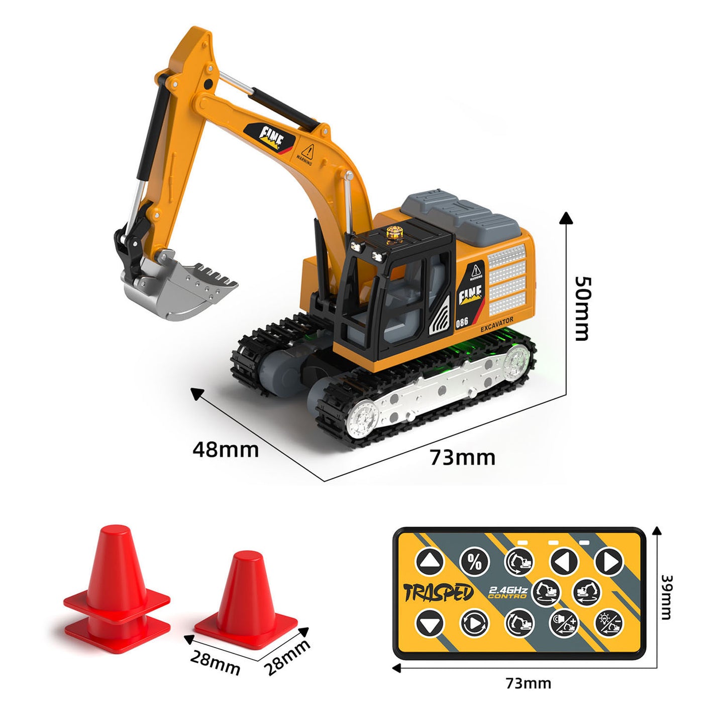 HG4-301 1/64 Alloy Electric RC Tracked Excavator Ready to Run Light Sound Unit Remote Control Digger Battery Multi Color Model